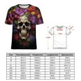 thumbnail image 2 of Colorful Flower Skull Women's Short Sleeve T-Shirt Crew Neck Casual Summer Trendy Loose Fit Tops, 2 of 6