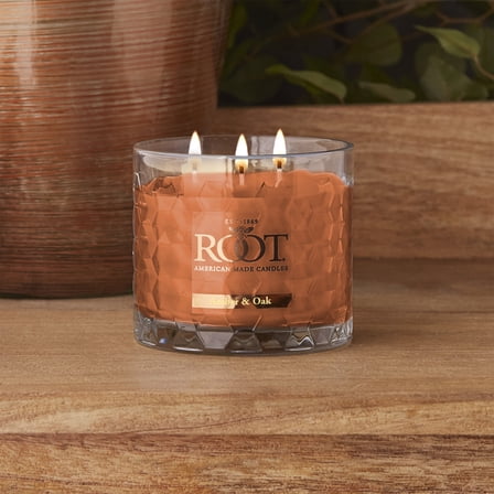 ROOT Scented Amber & Oak 3-Wick Signature Honeycomb Jar
