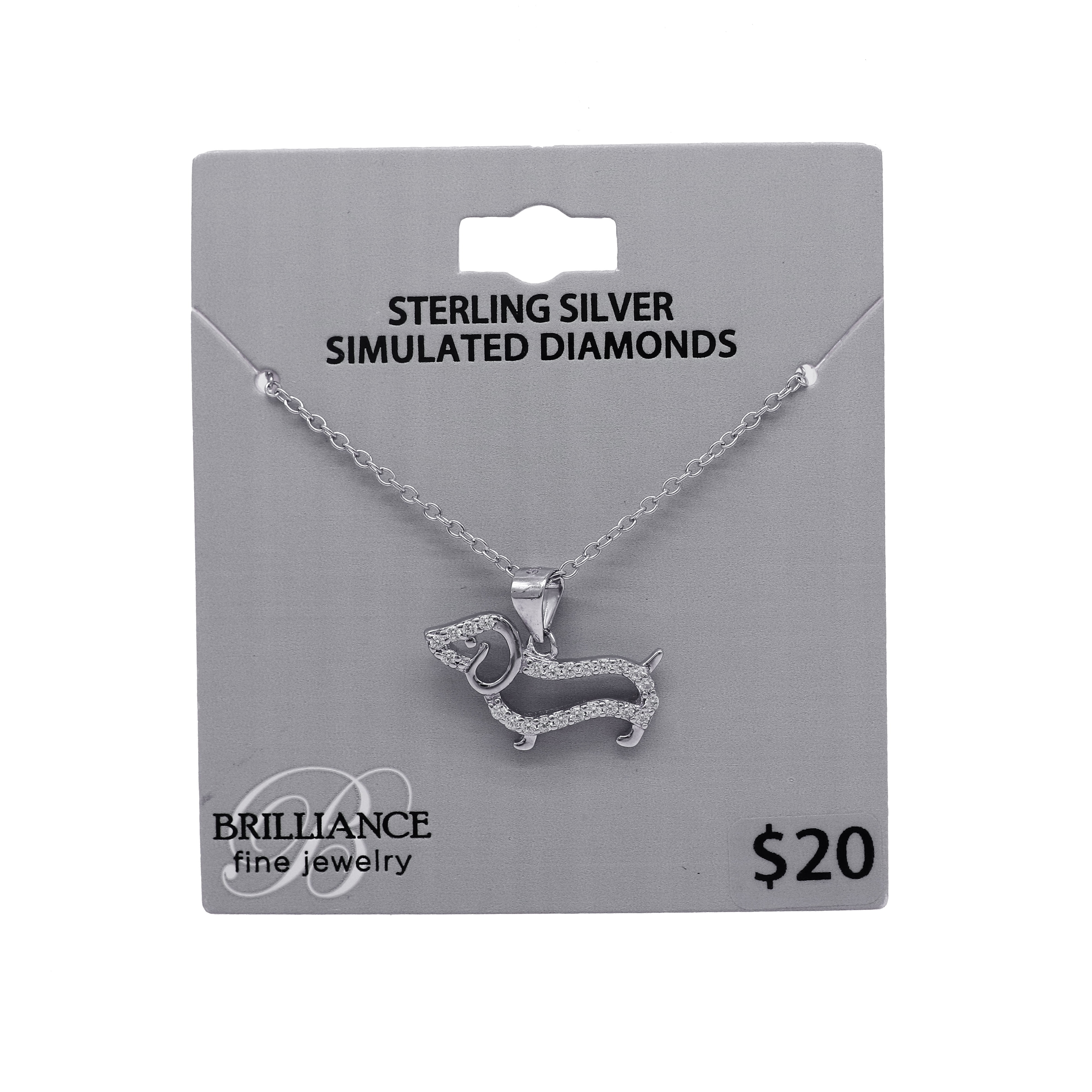 Brilliance Fine Jewelry Simulated Diamond Sterling Silver Dog Pendant