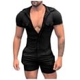 thumbnail image 3 of Baberdicy Jumpsuit with Hooded Jumpsuit Men'S Zipper Summer Shorts Jumpsuit Short Sleeved Men'S One-Piece, 3 of 6