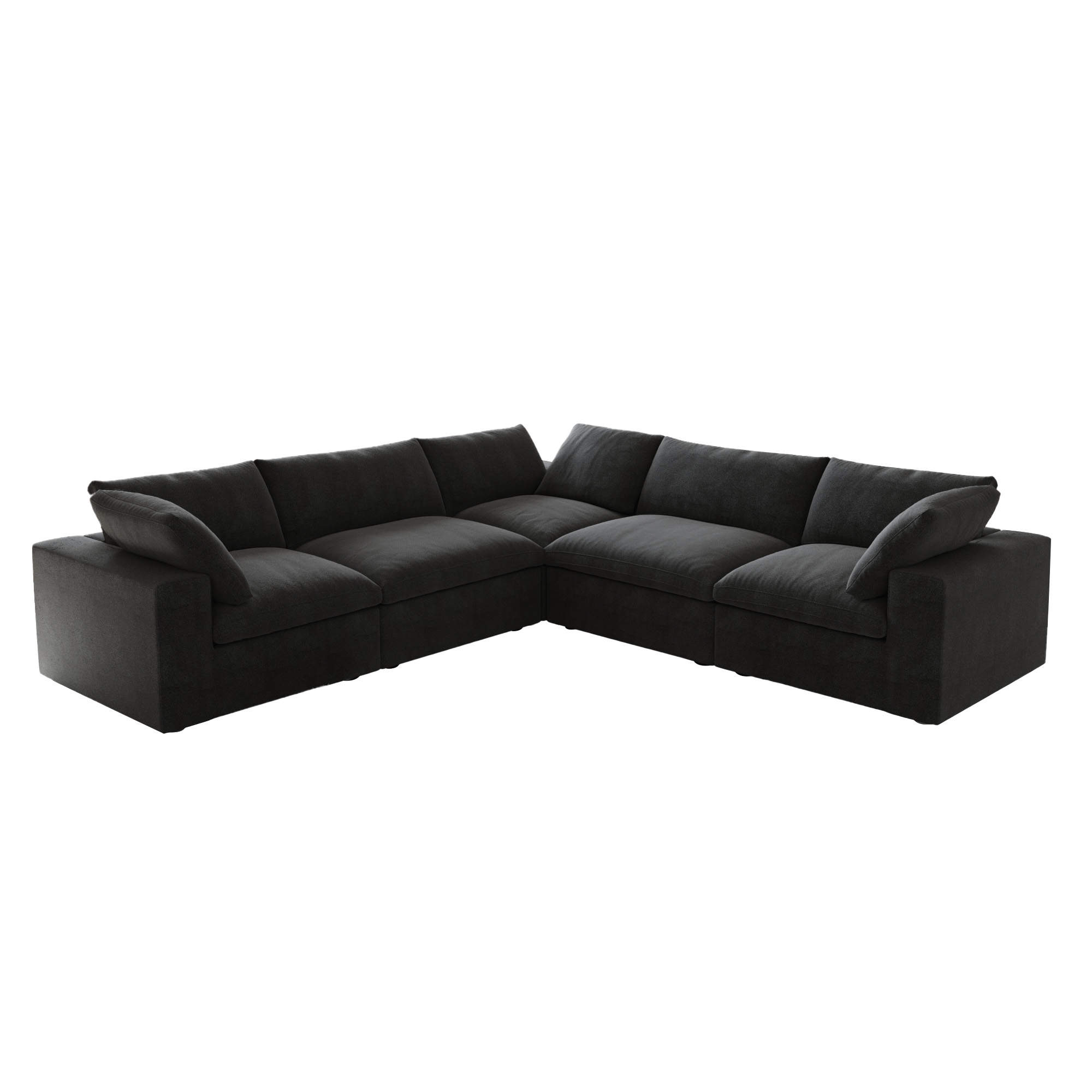 Sodrens Free Convertible Sectional Sofa Modular Couch,Modern Linen Fabric Sofa Corner Couch for Living Room,Apartment and Small Space,5-Seat Sofa,Black