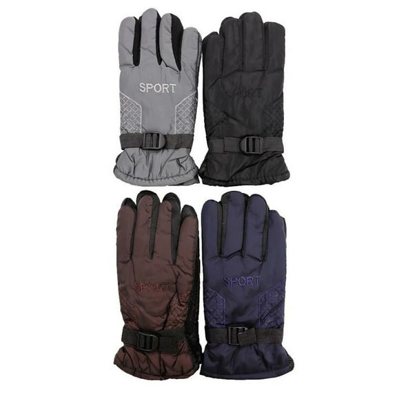 Mens Gloves Sport Logo Diamond Quilt Embroidered Grip Lined Adjustable Wrist, Grey, One Size