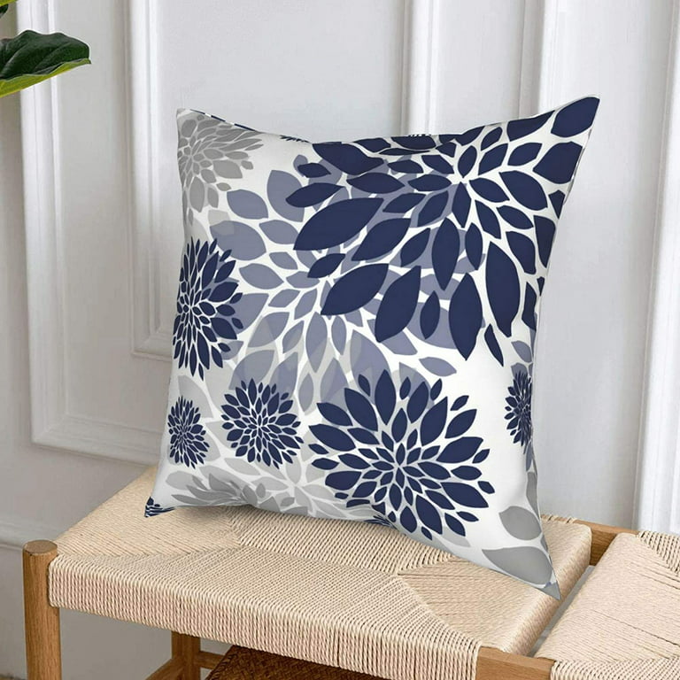 ERYOGS Blue Pillow Covers 18x18 Set of 2 Floral Decorative Pillows for  Couch Navy Blue Outdoor Pillows Case, Throw Pillow Cover for Living Room