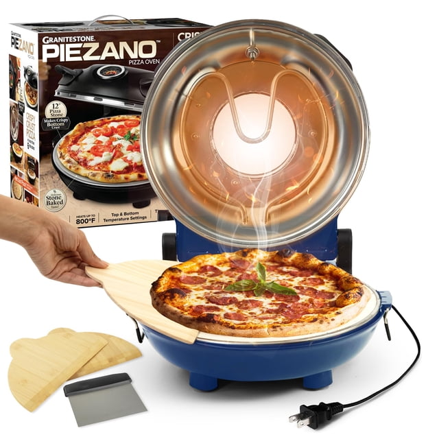 Horno eléctrico para pizza Granitestone PIEZANO, 800 °F, 30 cm, color azul marino