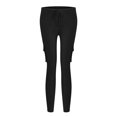 thumbnail image 6 of VSSSJ Womens Stretch Cargo Leggings Elastic Waist Drawstring Casual Solid Color Multi-Pockets Trousers Yoga Gym Workout Tummy Control Soft Ankle Tights Pants Black XXL, 6 of 9