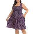 thumbnail image 6 of HDE Womens Plus Size Romper Dress with Built in Shorts & Pockets Black Watercolor Floral 3X, 6 of 7