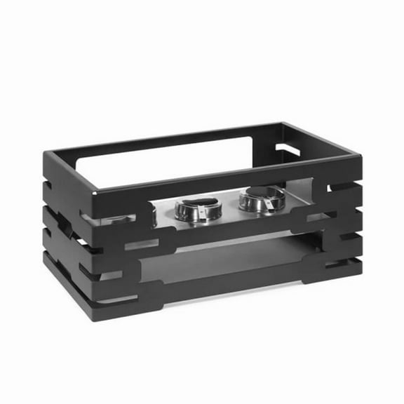 Rosseto Serving Solutions SM195 Multi-Chef Steel Rectangle Warmer with Burner Holder Black Matte