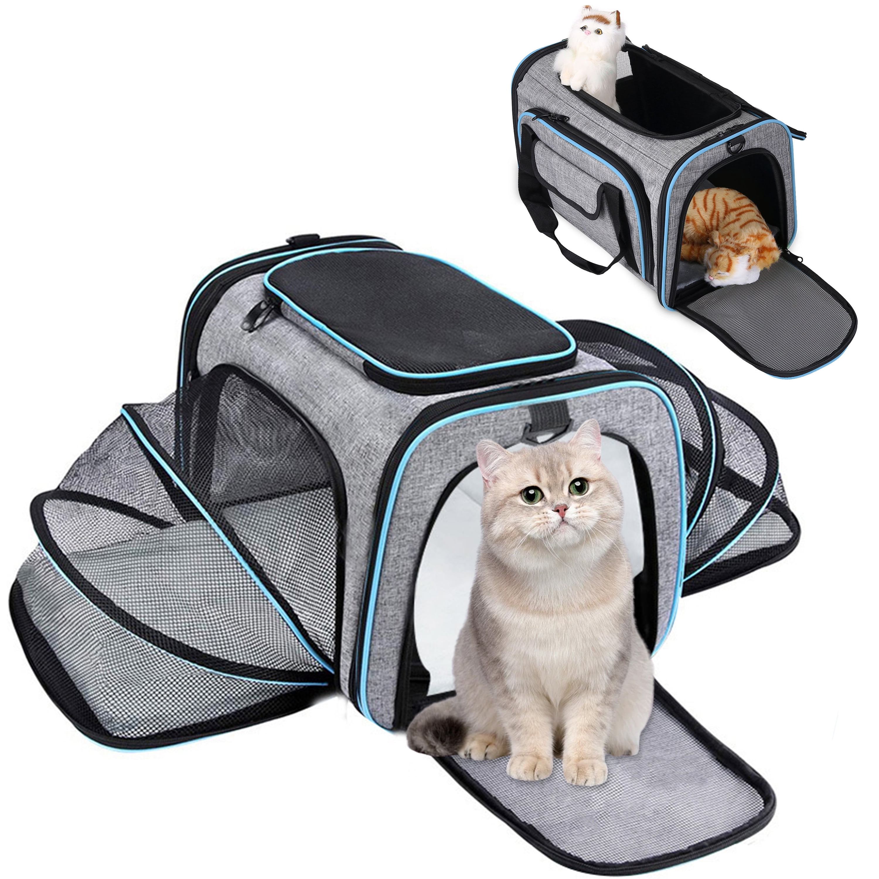 WZCPCV Airline Approved Pet Carrier,2 Sides Expandable Cat Dog Carrier ,SoftSided Cat Carriers