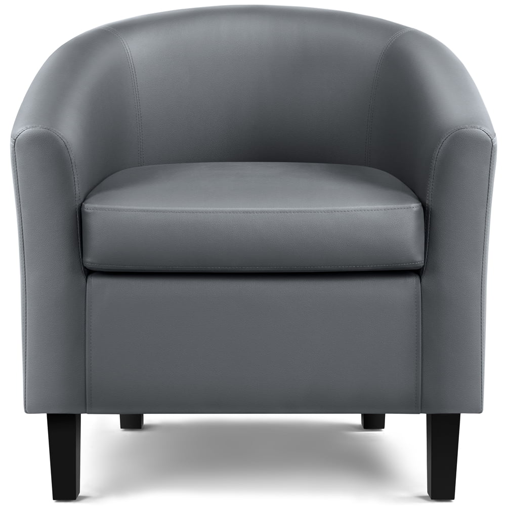 Renwick Faux Leather Barrel Accent Chair for Livingroom, Gray