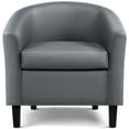 thumbnail image 2 of Renwick Faux Leather Barrel Accent Chair for Livingroom, Gray, 2 of 11