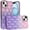 Light Pink /Light Purple, variant on Designed for Apple iPhone 14 / iPhone 13 (6.1") Fashion Flower Design Sparkle Glitter Shimmer Rhinestone Bling Leather Feel Thick TPU Rubber Hard PC Phone Case Cover - Dark Blue /Burgundy