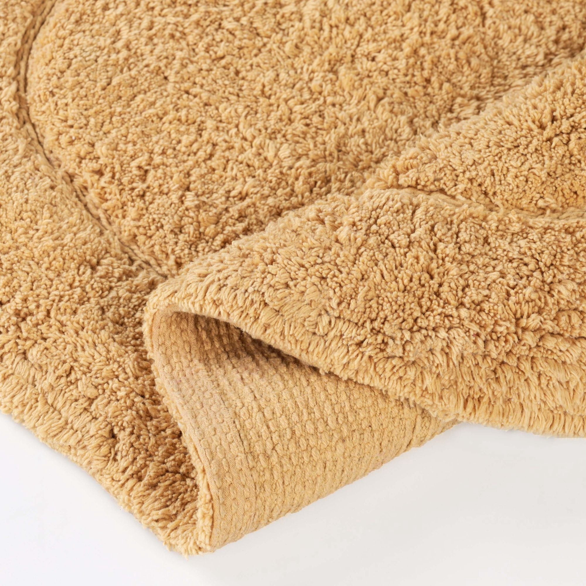 Superior Oval Bordered Cotton Washable Non-Slip Bath Rug, Runner Size, Toast