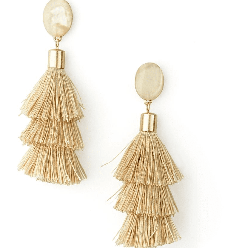 Three Layered Tassel Drop Earrings Nude 3 1 2 Inch Walmart