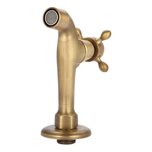 Water Faucet, Wall Mounted Vintage Solid Brass Faucet Single Cold Water  Tape Faucet for Kitchen, Bathroom, Sink, Mop Pool, etc.(Short)