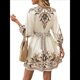 thumbnail image 2 of Vestido Mini Informal con Cuello en V, Estampado Floral, Mangas Farol y Botones para Mujer. Albaricoque M, 2 of 7