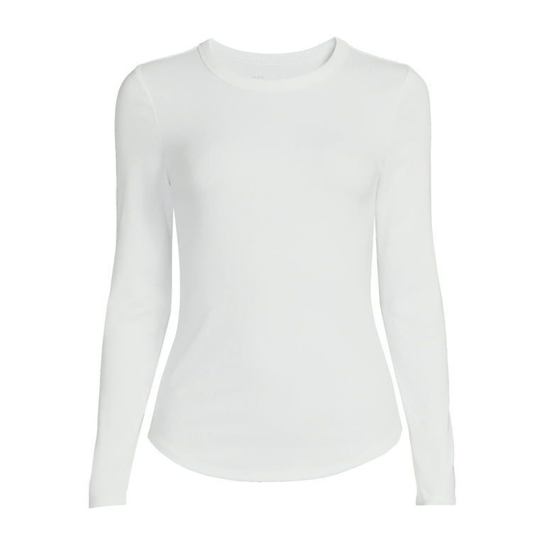 No Boundaries Women's Juniors Ribbed Crewneck Tee with Long No Boundaries Women's Juniors Ribbed Crewneck Tee with Long
