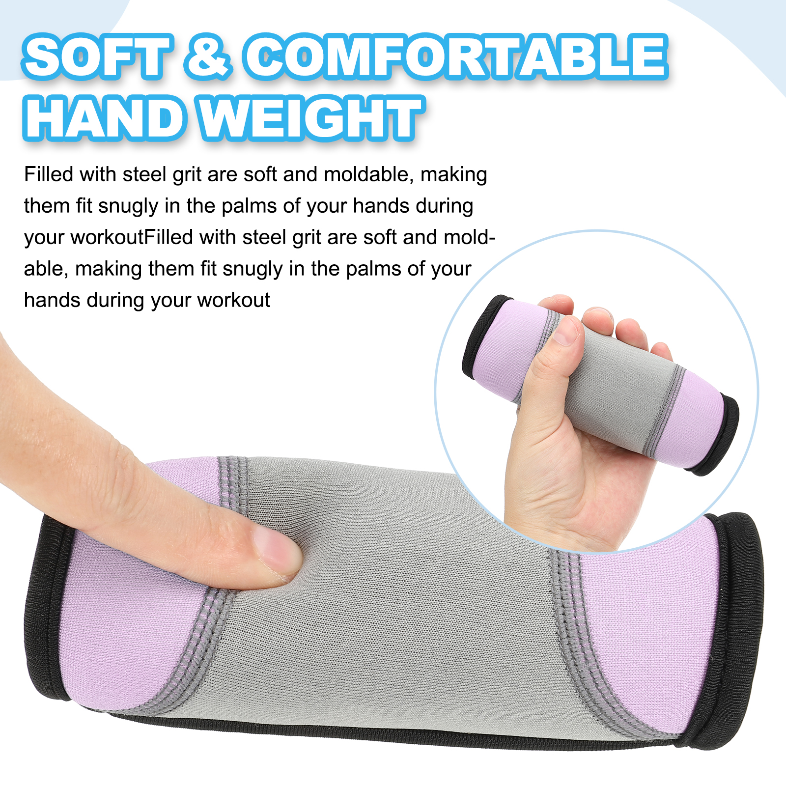 Hand Weights for Women Men 2 Lbs Total Soft Dumbbells with Strap Pink