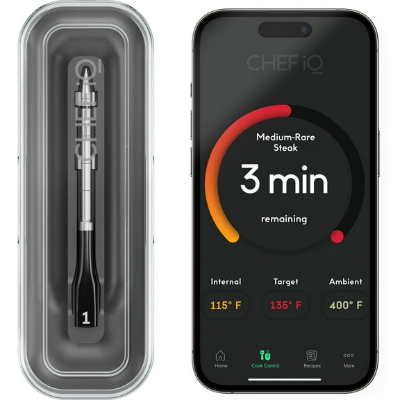 CHEF iQ Sense Smart Wireless Ultra-Thin Meat Thermometer, Unlimited Range, Bluetooth & Wifi, - 1 Probe Set with Smart Hub