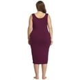 thumbnail image 5 of HDE Plus Size Bodycon Midi Dress Casual Fitted Jersey Tank Everyday Sundress Burgundy 26-28 Plus, 5 of 6