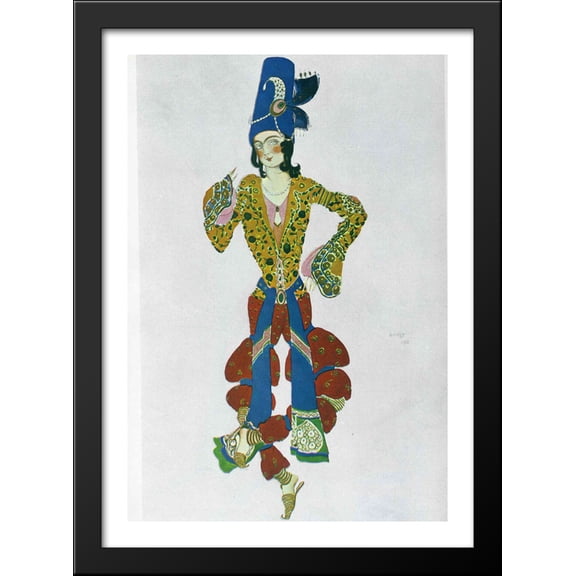 Costume for Nijinsky 28x40 Large Black Wood Framed Print Art by Leon Bakst