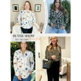 thumbnail image 6 of TEMOFON Blouses for Women Fall Floral Printed Split V Neck Long Sleeve Tops Loose Fit Casual Businesss Dressy Shirts S, 6 of 8