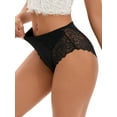 thumbnail image 4 of INSPIRE CHIC Women's Lace Mid-Waisted Underwear Comfortable Briefs, Available in Plus Size L Black, 4 of 5