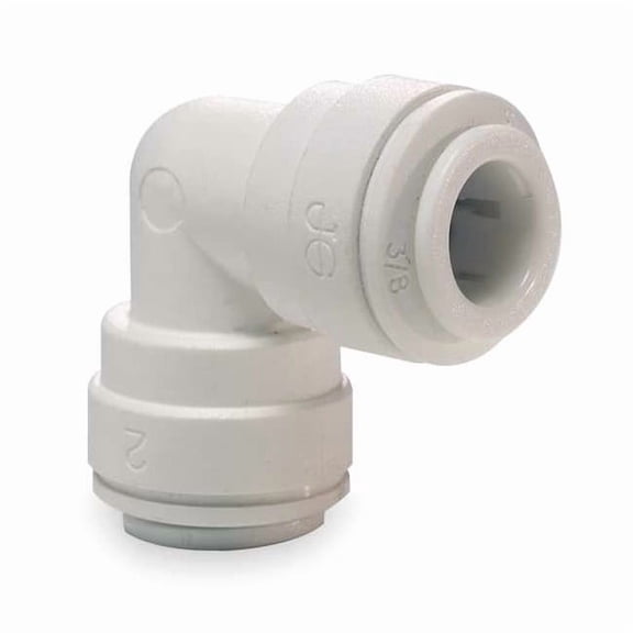 Push-Fit Elbow Fitting, 5/16 in Tube Size, Polypropylene, White, 10 PK