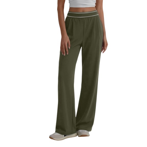 High Waisted Wide Leg Quick Dry Trousers Women Lightweight Relaxed Fit Daily Yoga Pants with Pockets
