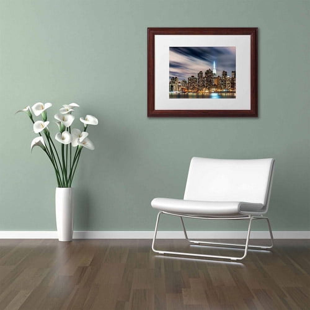 Trademark Fine Art "Midtown Over the East River-V" Canvas Art by David Ayash, White Matte, Wood Frame