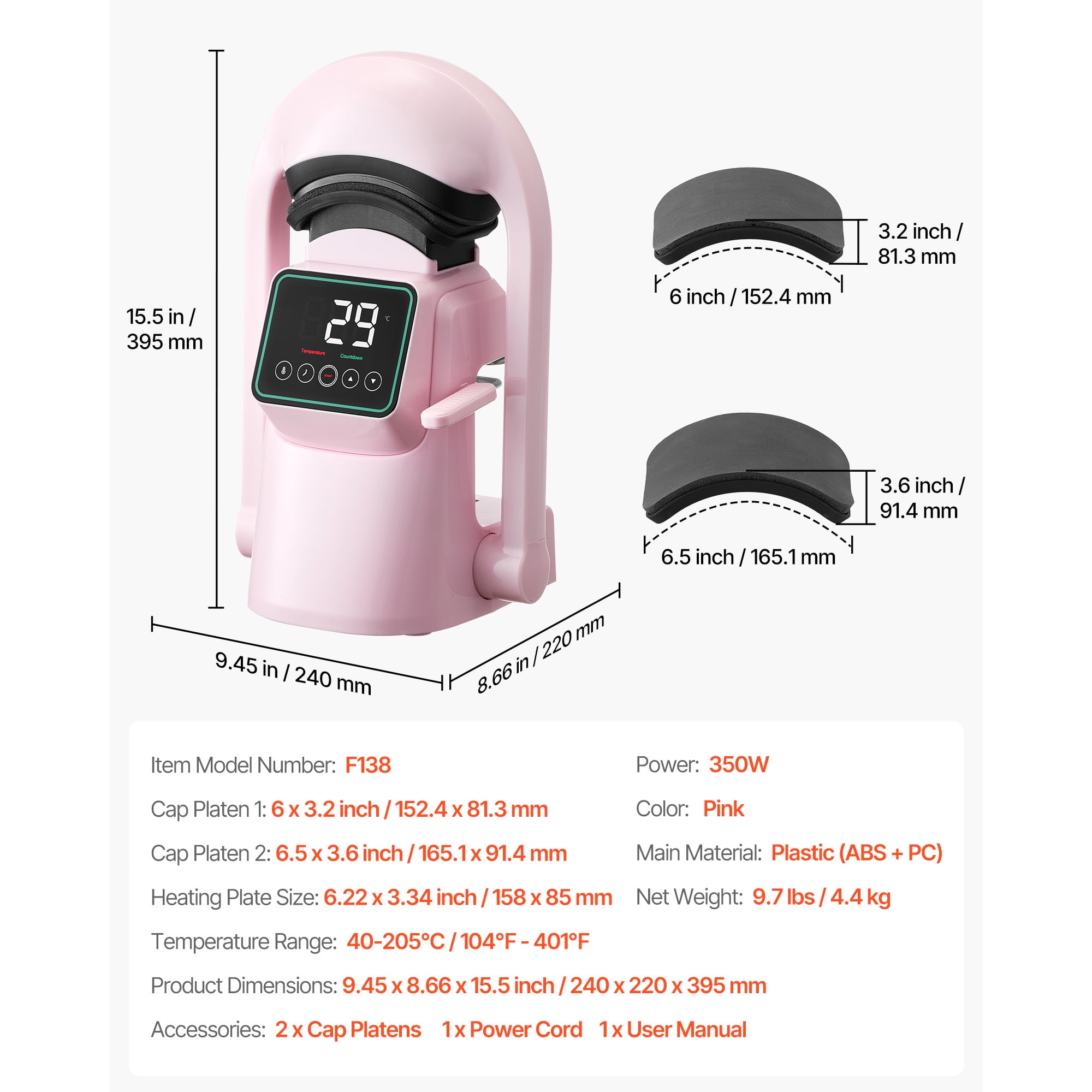 KFFKFF Automatic Hat Heat Press Machine with Two Interchangeable Platens, Touchscreen Control for Accurate Time and Temperature Settings, Auto Open and Release Function, Ideal for Heat Transfer Print