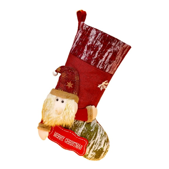 Gnwei Christmas Stockings, 17.7" Classic Farmhouse Large Christmas Stockings with 3D Santa, Snowman, Reindeer, Polar Bear for Family Holiday Party Christmas Decorations