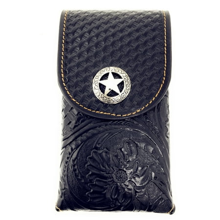 - Western Cowboy Medium Size Genuine Leather Star Smartphone Galaxy iPhone Holder Holster Cellphone Case