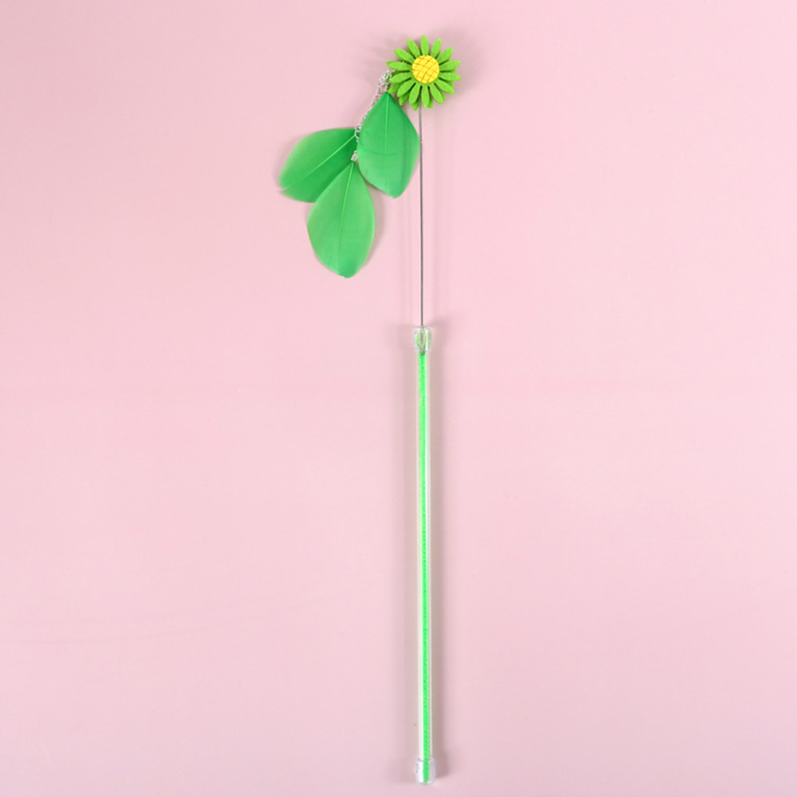 DOPI Cats Wand Toy Flower Feather Decor Pet Interaction Handmade Cats Stick Teaser Toy with Bell Cats Supplies