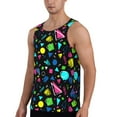 thumbnail image 2 of Uemuo Geometric 1980s Styled Pattern Men's Muscle Shirts Sleeveless Dry Fit Gym Workout Tank Top Lightweight Sports Tank Top Beach Tank Top, Loose-fit Sleeveless Shirt-4X-Large, 2 of 7