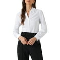 thumbnail image 1 of Camiseta Leotardo INSPIRE CHIC para Mujer, Blusa de Oficina con Cuello, Manga Larga, Body de Trabajo, Color Blanco, 1 of 6