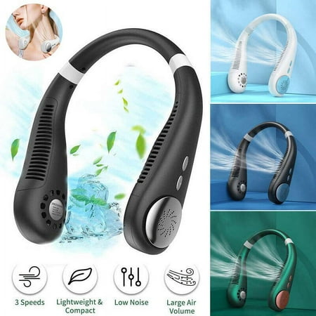 

Portable Hanging Neck Fan Mini Cooling Air Cooler USB Electric Air Conditioner Personal Mini Air Cooler Leafless Neck Fan for Home Outdoor Travel Office camping Hiking Fishing-2400mah