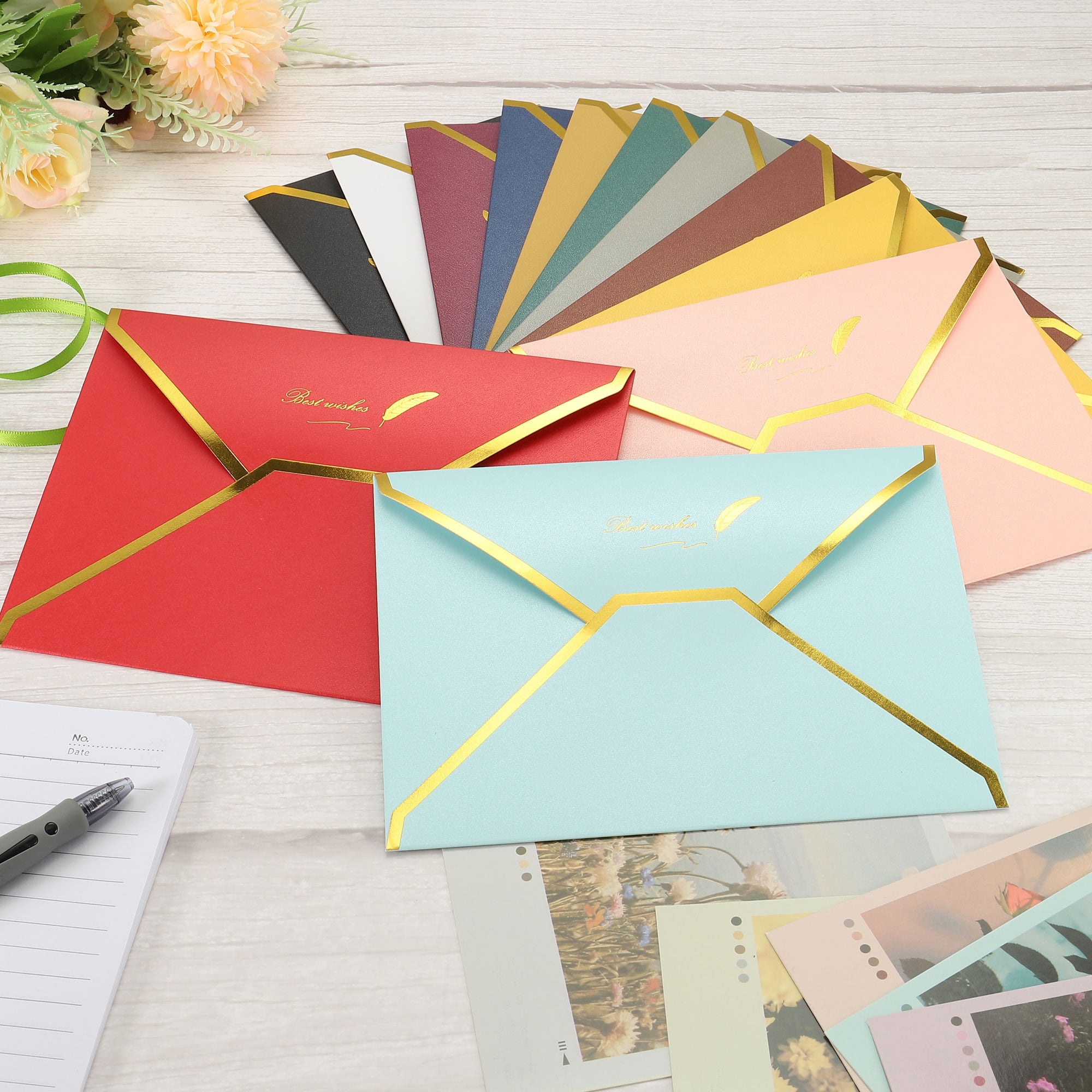 Unique Bargains V Flap Envelopes Luxury for Invitation Wedding Birthday Gold