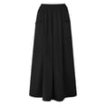 thumbnail image 7 of JGGSPWM Women's Fashion Long Skirts Flowy High Waist A Line Maxi Skirts Solid Color Casual Summer Pleated Midi Skirt with Pocket Black S, 7 of 7