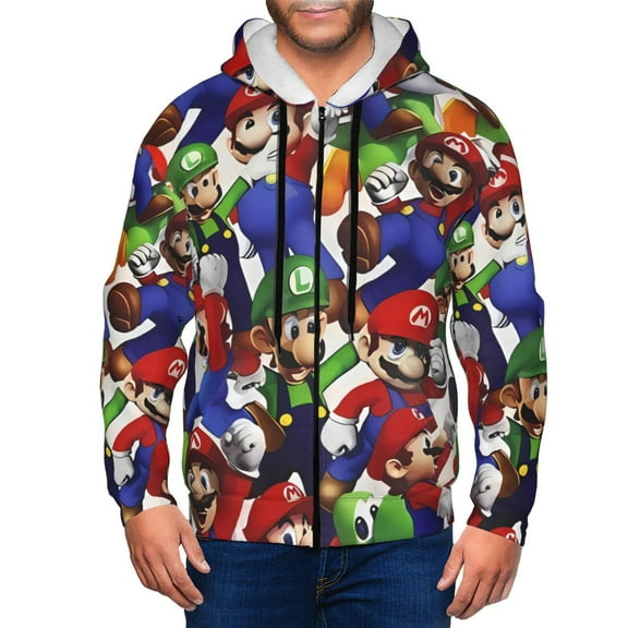 Saiise Mario Ax Mens Zip Up Hoodie Long Sleeve Full-zip Hooded Sweatshirt Pullover With Kangaroo Pocket S-3XL