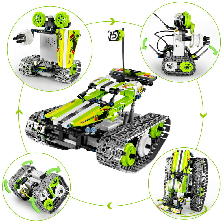 Kididdo Stem Toys Remote Control Building Sets for Boys 8-12 Years Old, 3-in-1 RC Engineering Kit Builds Tracked Car/Robot/Tank. 2.4GHz