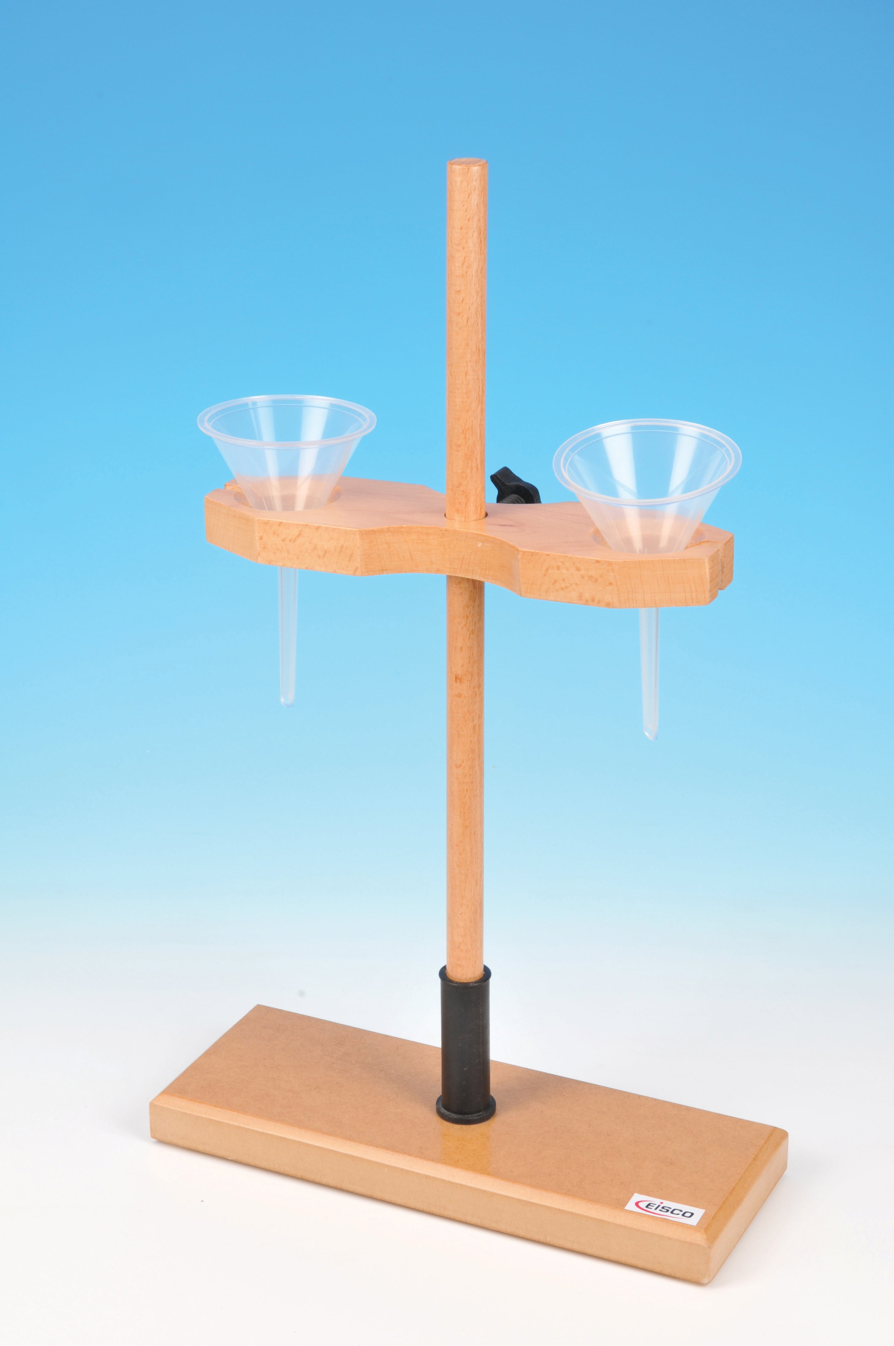 Adjustable Funnel Stand for 2 Funnels, Polished Wood, 1.5" Hole