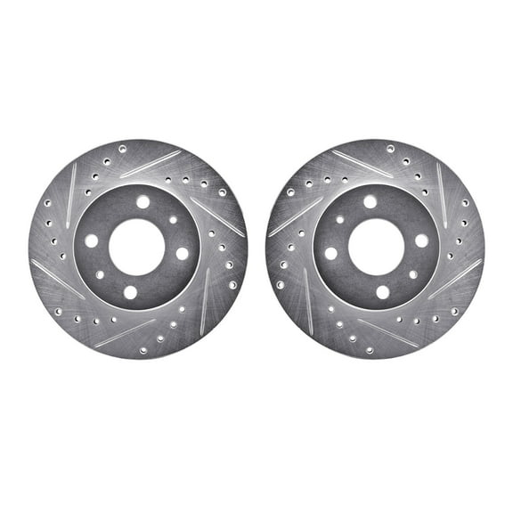Dynamic Friction Company Front Brake Rotors-Drilled and Slotted-Silver 7002-67063