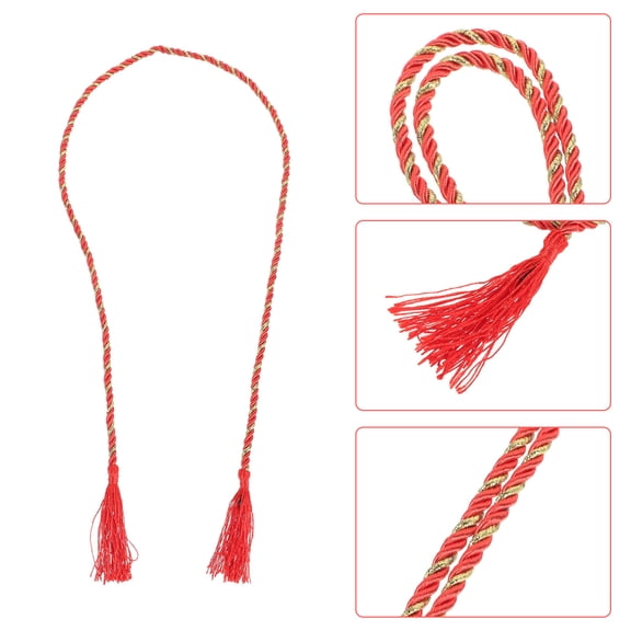 Luxshiny Vintage Style Kimono Belt with Adjustable Red Decorative Rope - 1 Piece Accessory