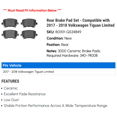 thumbnail image 2 of Rear Brake Pad Set - Compatible with 2017 - 2018 Volkswagen Tiguan Limited, 2 of 2
