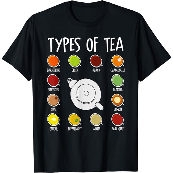 Types Of Tea, Funny Tea Drinker Tea Lover T-Shirt