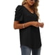 thumbnail image 4 of Camisa informal para mujer, cuello en V, manga abombada, tela elástica, cómoda, Color sólido, Top elegante para verano, oficina en casa, 4 of 6