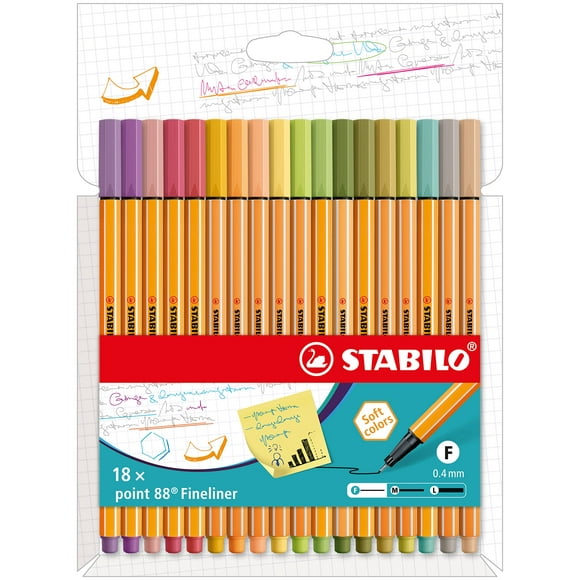 Bolígrafo Fineliner STABILO point 88 Estuche de 18 Colores Surtidos