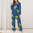 thumbnail image 2 of Pajama Sets for Women 2 Pcs, Cartoon Funny Chameleon Lizard Button Down Long Sleeve Sleepwear Lounge PJ Sets, 2 of 6