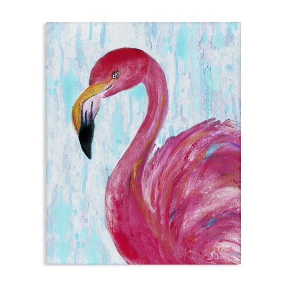 Stupell Industries Tropical Preened Glamorous Flamingo Shabby Bird Canvas Art, 16 x 20, by Jan Cole