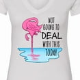 thumbnail image 4 of Inktastic Not Going to Deal with This Today Sleeping Flamingo Women's V-Neck T-Shirt, 4 of 5